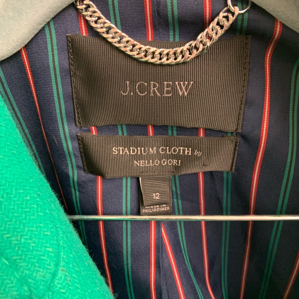 J Crew Women’s Wool Blend Emerald Green Long Two Way Zip Coat Jacket Size 12 - Picture 7 of 16